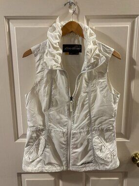 Eddie Bauer Women's Travex Travel Utility White Full Zip Vest ~ Medium